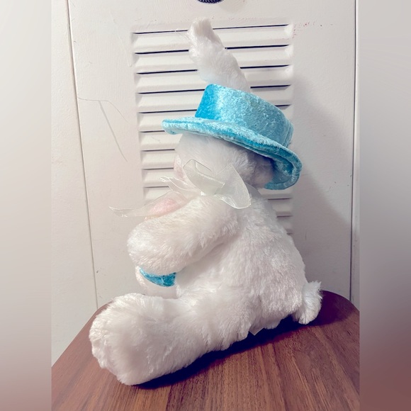 Plush Bunny With Egg and Cute Blue Hat - Picture 2 of 6
